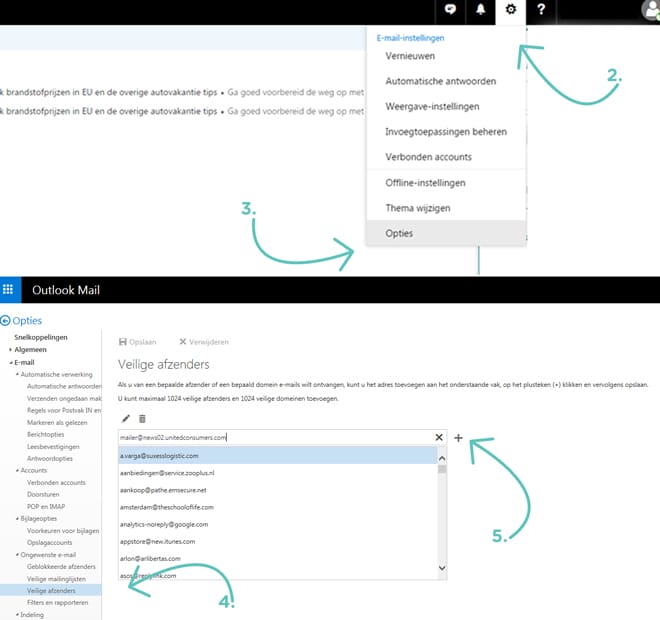 outlook-com veilige afzender instellen